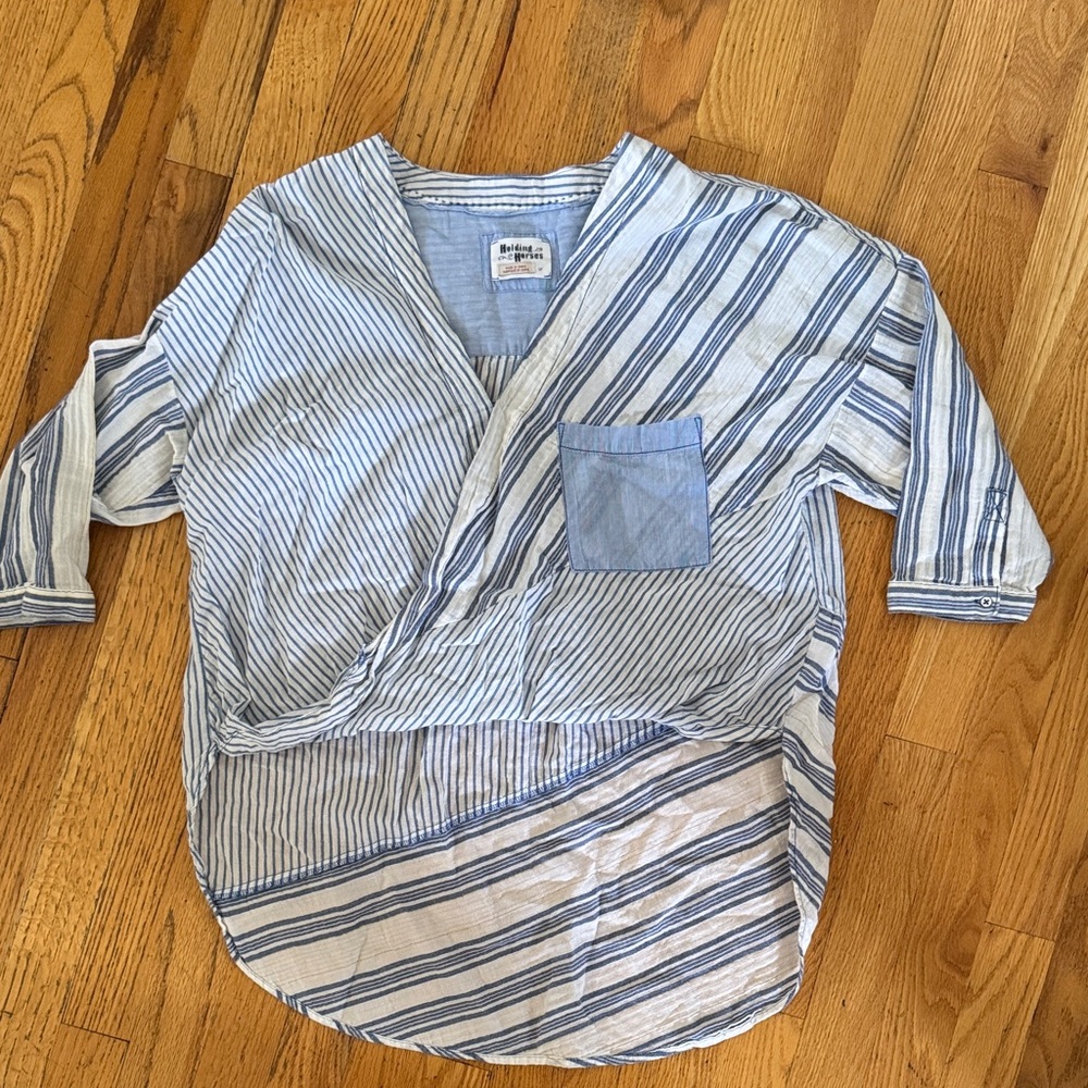 HOLDING HORSES Blue Striped Blouse